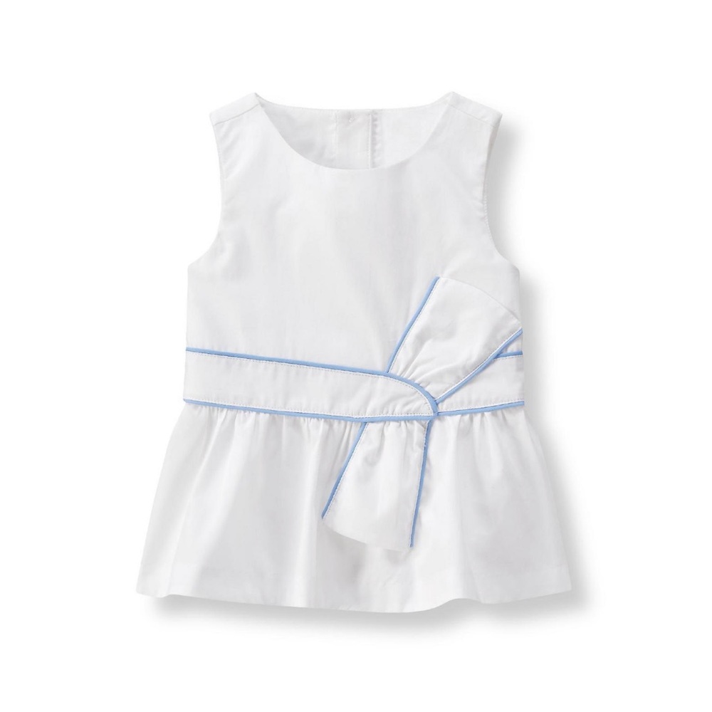 Janie and Jack 6-12 month baby girl white bow peplum sleeveless top